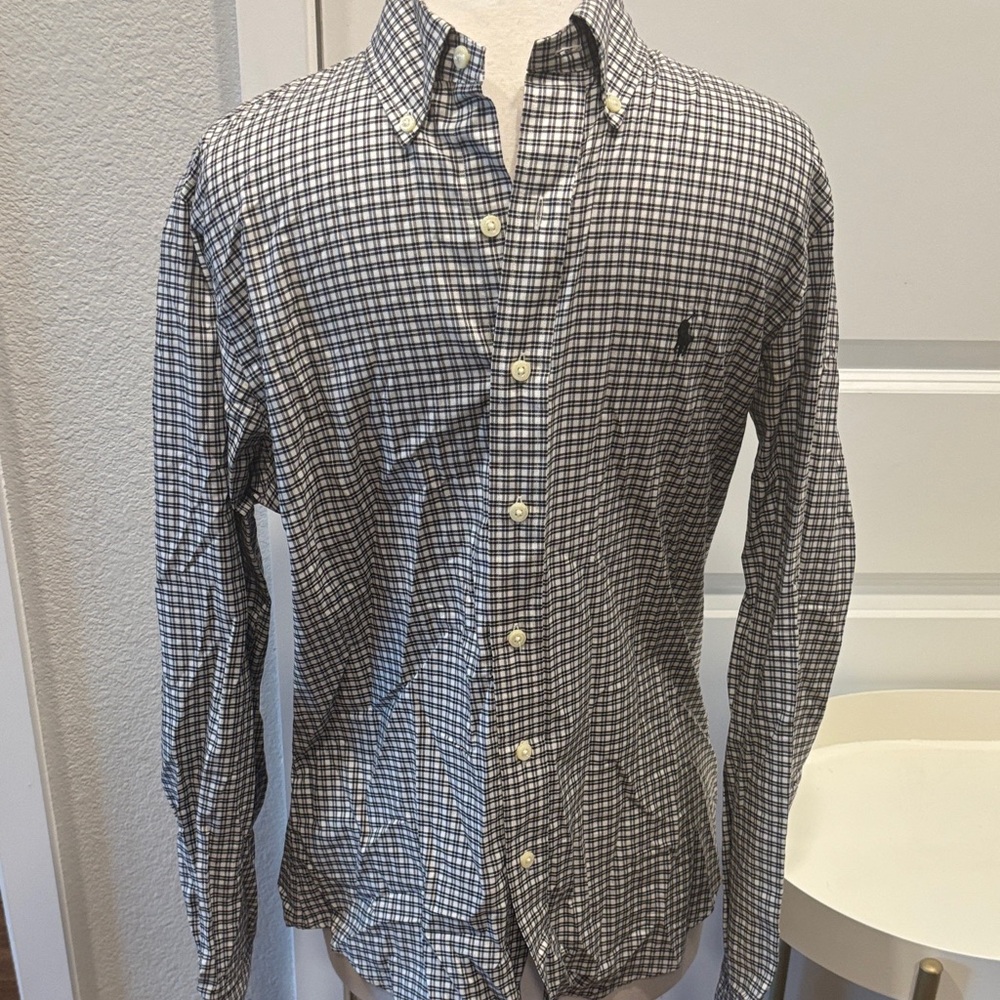 EUC Ralph Lauren Black and White Laundry Twill Plaid Shirt